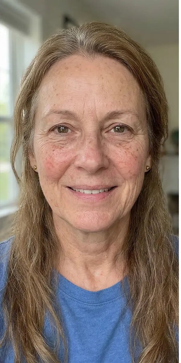 Uneven tone and visible texture before Derma Muse