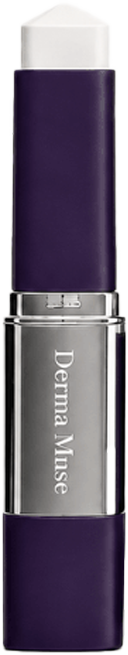 The balm end of the Derma Muse stick, white in the tube